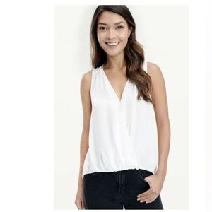 Splendid Surplice Silk Blouse in Ivory | Size XS work top